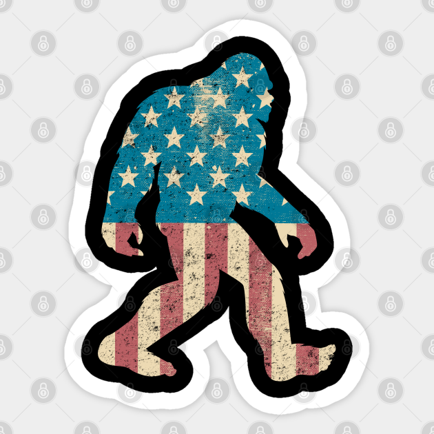 Merica American Flag Sasquatch Bigfoot Gift Silhouette Gag Gift - Bigfoot - Sticker