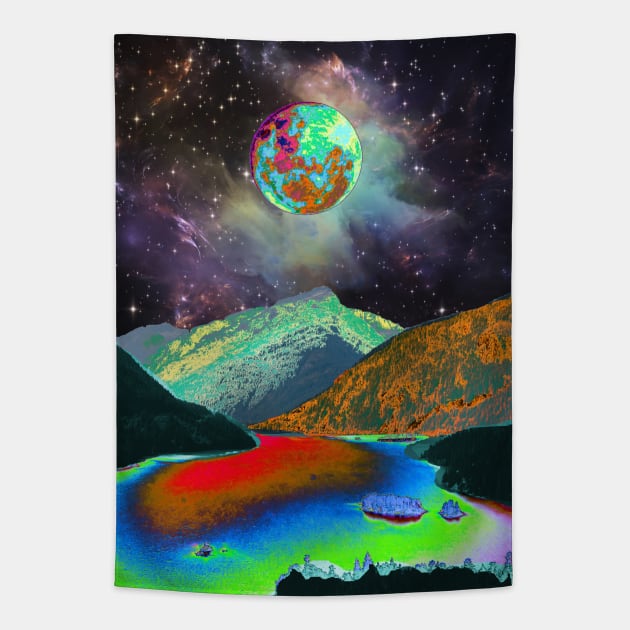 Psychedelic Landscape Tapestry by Cajuca