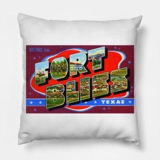 Greetings from Fort Bliss, Texas - Vintage Large Letter Postcard Pillow