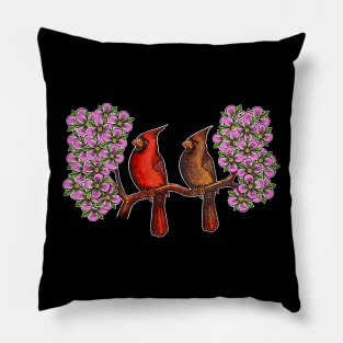 Red Cardinal bird dogwood flower North Carolina Virginia Pillow