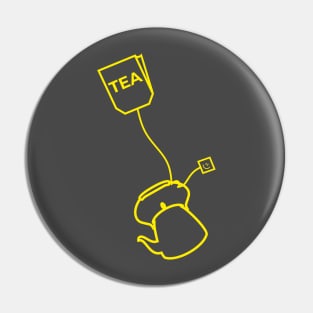 Tea bag and kettle (yellow print) Pin