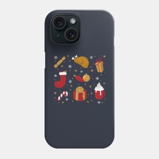 Christmas Day Turkey Gifts Stocking Festive Pattern Digital Illustration Phone Case