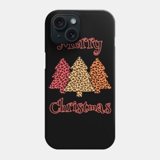 Merry Christmas Leopard Print Trees Phone Case