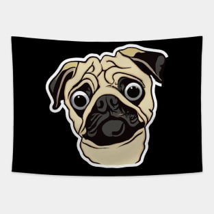 Surprised Pug Dog Lover Retro Tapestry