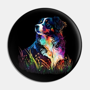 Portrait of Australian Shepherd in paint Pin