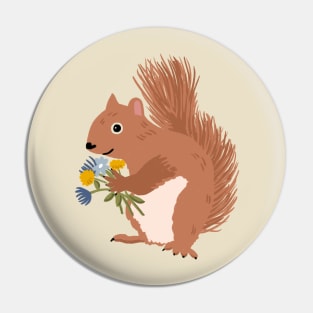 Squirrel with Flowers Pin