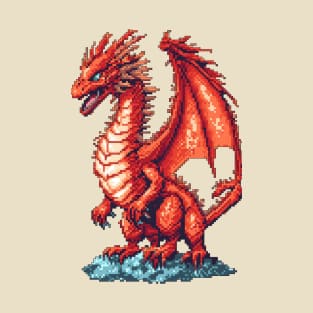 pixel art dragons fire type 8 bit retro T-Shirt