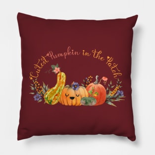 Cute and colorful pumpkins in the patch Pillow