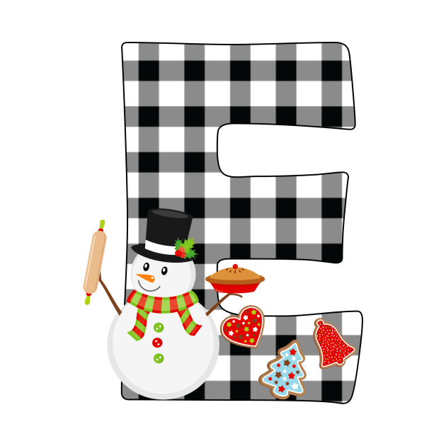 BW Buffalo Checks Pattern Monogram E | Snowman by ExpressYourSoulTees