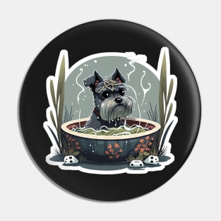 Schnauzer Noodle Hot Tub - Schnauzer Series Pin