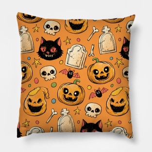 Orange Halloween pattern Pillow