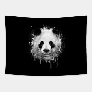 Cool Abstract Panda Portrait in Black & White Tapestry