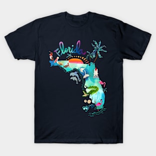 Louisiana Cartoon Map T-Shirt