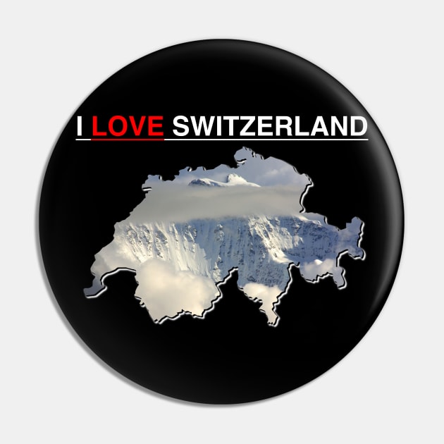 I Love Switzerland Snow Covered Mountain Peak Pin by PathblazerStudios