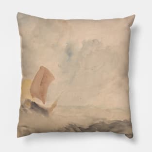 A Sea Piece - A Rough Sea with a Fishing Boat by J.M.W. Turner Pillow