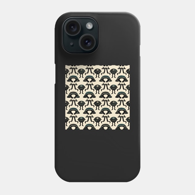 Alien hieroglyphs seamless pattern Phone Case by Riverside-Moon