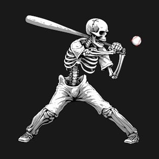 Skeleton Baseball Lazy DIY Halloween Funny Costume Sport T-Shirt