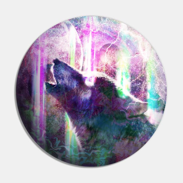 Psychedelic Trippy Wolf Pin by Random Galaxy