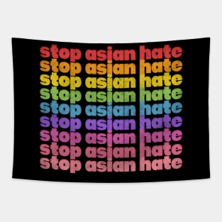 Stop Asian Hate! Rainbow Retro Faded Design Tapestry