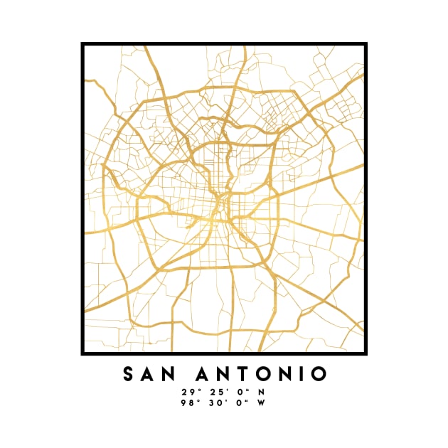 SAN ANTONIO TEXAS CITY STREET MAP ART by deificusArt