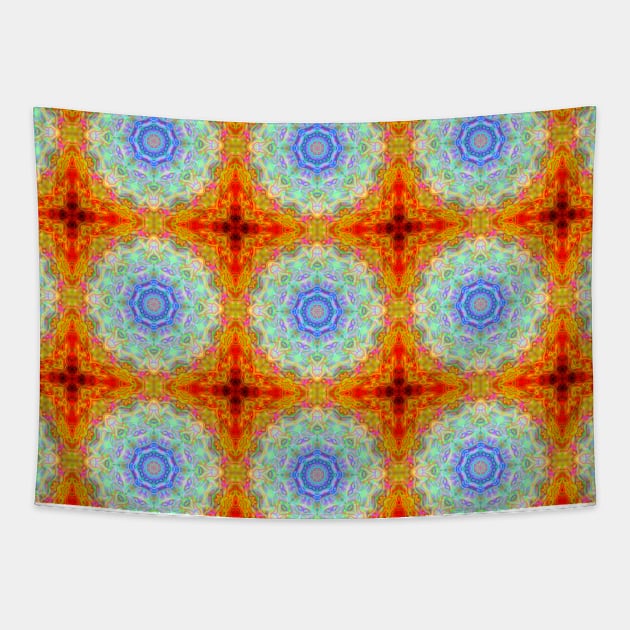 iridescent moroccan tile pattern Tapestry by redwitchart
