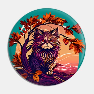 Stoic Anime Cat, Supreme Autumn Colors Pin