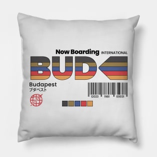 Vintage Budapest BUD Airport Label Retro Travel Hungary Pillow