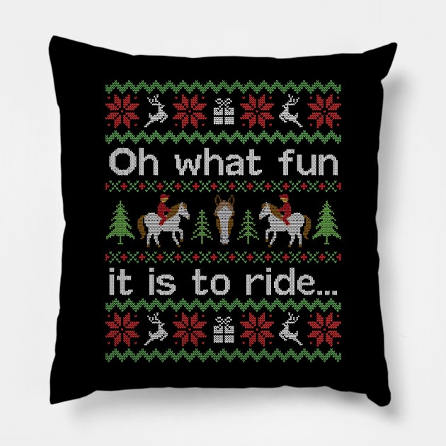 Ugly Christmas Sweater Fun to Ride A Horse Pillow by HolidayoftheWeek