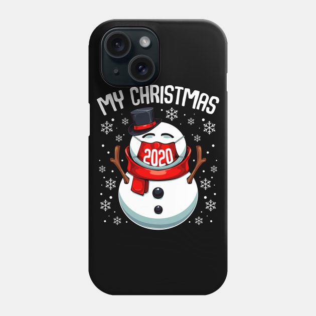 Snowman - My Christmas 2020 - Snowman Wearing A Face Mask Phone Case by Lumio Gifts