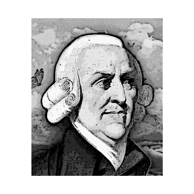 Adam Smith Black And White Portrait | Adam Smith Artwork by JustLit