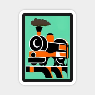 POPART COMIC STYLE GREEN AND BLACK STEAM TRAINS Magnet