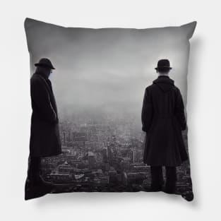 2 man on destroyed city , Man behind the war , War profiteers Ukraine 3d illustrated Pillow