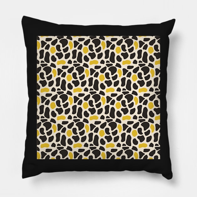 Yellow and Black Spotted Animal Pattern Pillow by greenoriginals