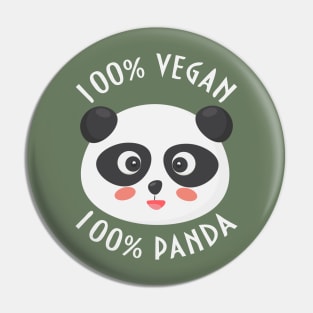 100% vegan panda Pin