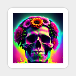 Flower skull art Magnet