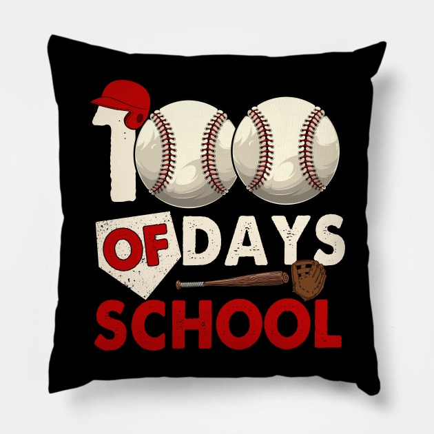 Retro 100 Days Of School Baseball, 100th Day Of School Teacher Pillow by artbyhintze