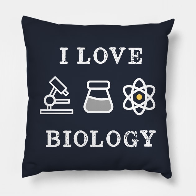 Microscope I Love Biology Retro Vintage Pillow by happinessinatee