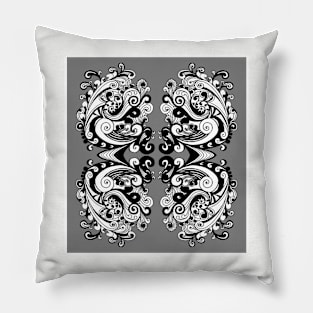 Miniature Aussie Tangle 15 Var 2 with Black White and Grey Pillow