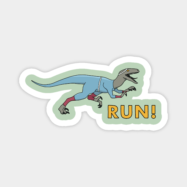 Velociraptor Run! Magnet by Earl Grey