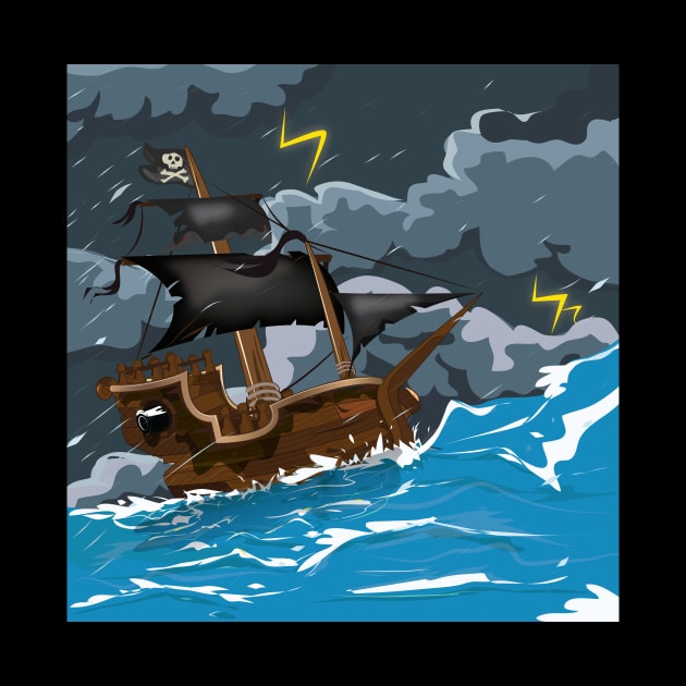 Pirate Ship in a storm by nickemporium1