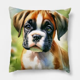 Watercolor Puppies Boxer - Cute Puppy Pillow