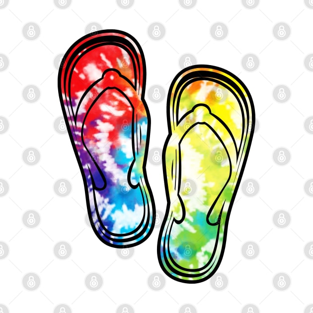 Tie Dye Flip Flops Summer by lunamoonart