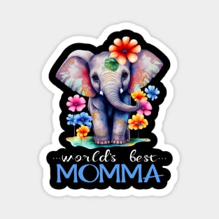 World's Best Momma Mom 2023 Pretty Floral Elephant Magnet