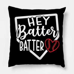 Hey Batter Batter Baseball Softball Cute Funny Pillow