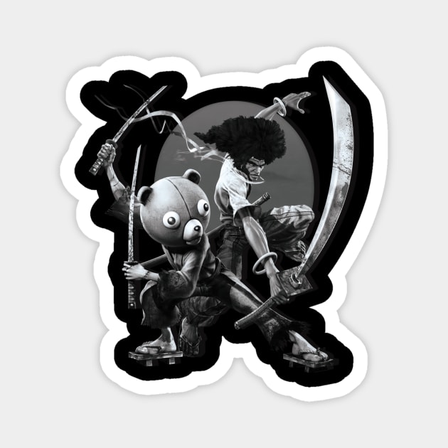 Black ' N White Samurai Magnet by opawcreate