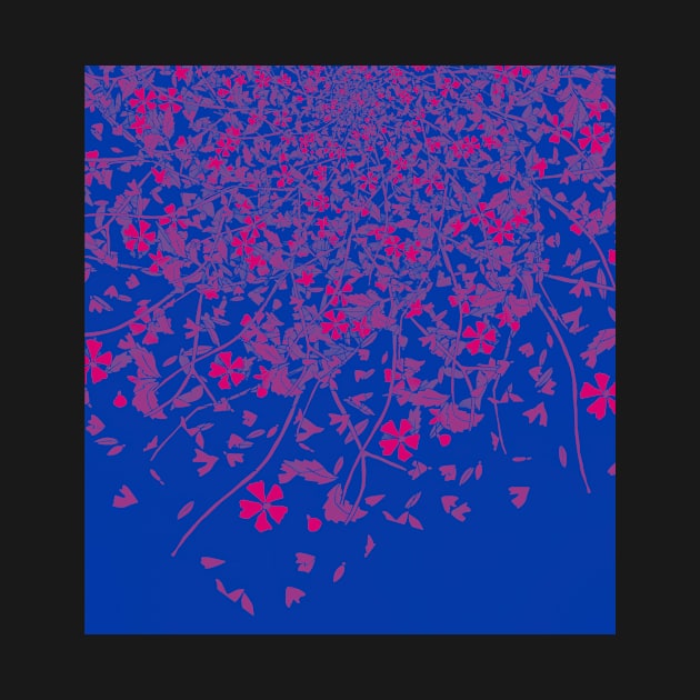 Bisexual Pride Scattered Falling Flowers and Leaves by VernenInk