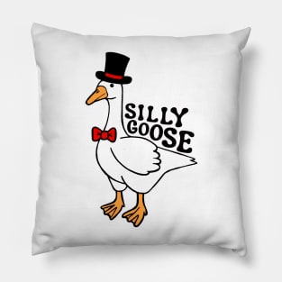 Silly Goose Wearing a Top Hat Pillow