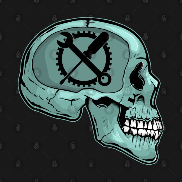 Funny Mechanic Skull Auto Repair Shop and Garage Owner by Acroxth