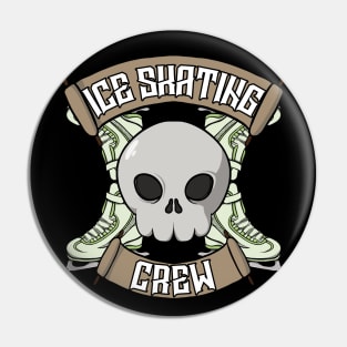 Ice skating crew Jolly Roger pirate flag Pin