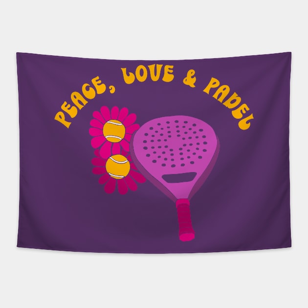 Peace, Love & Padel Tapestry by Alissa Carin